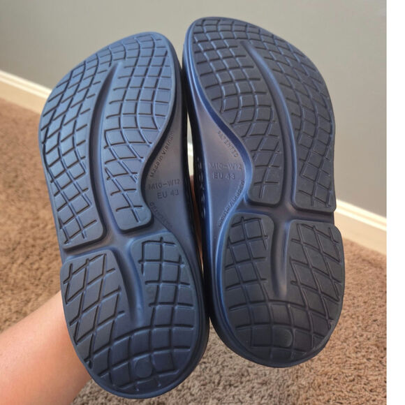 Oofos ooahh sport flex slides blue navy sandals comfort recovery unisex 10